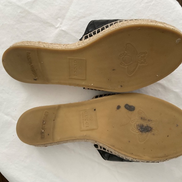 Gucci Black leather marmont espadrilles slides size 41 - Picture 6 of 8